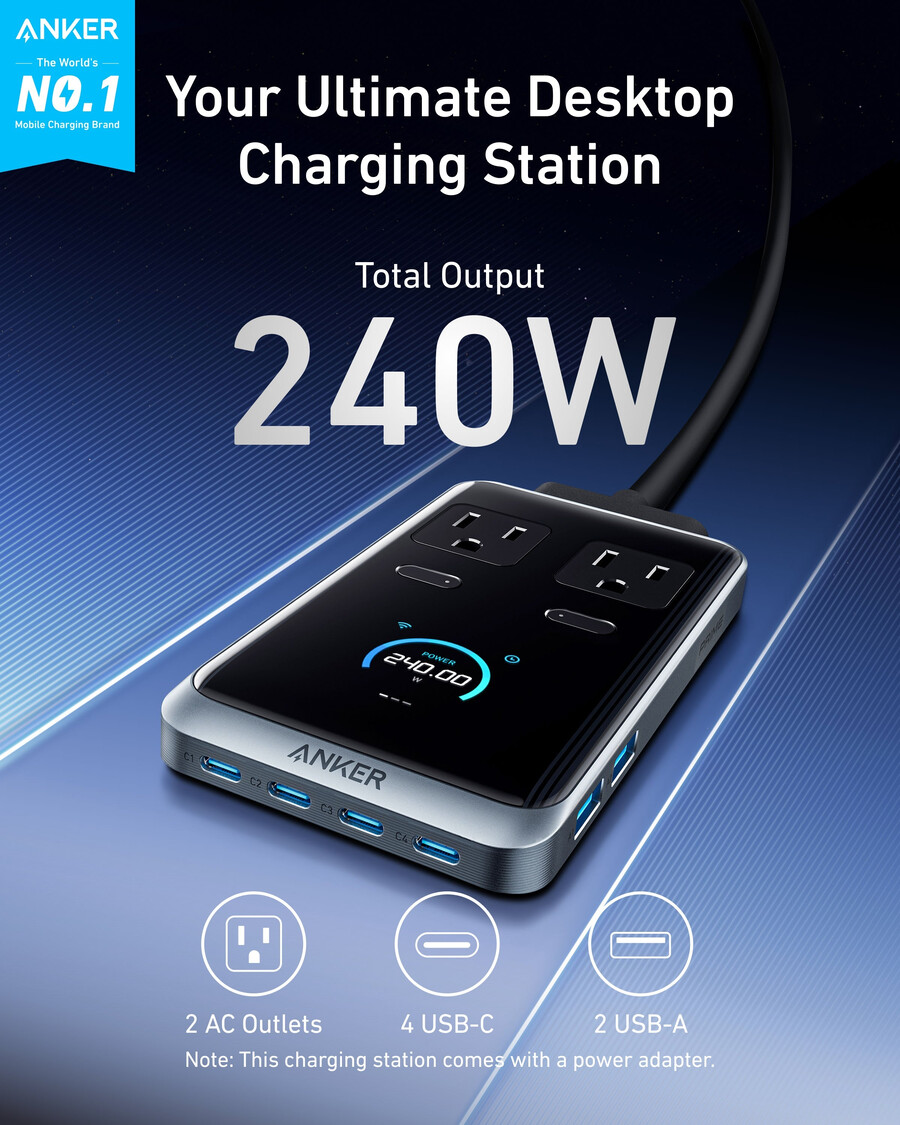 anker prime charging station 8-in-1 240w and anker prime usb-c to usb-c cable 240w upcycled-braided