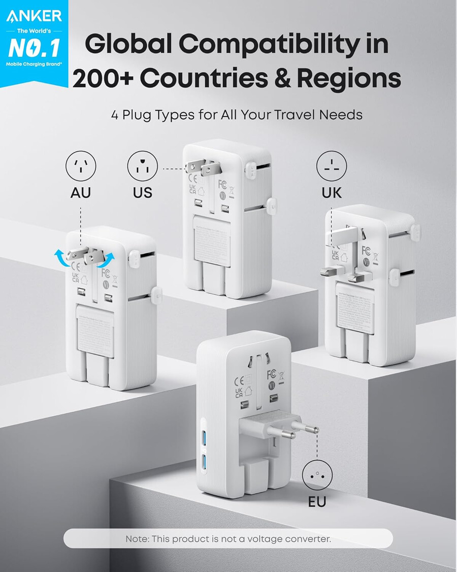 anker nano travel adapter 5-in-1 20w 2-pack