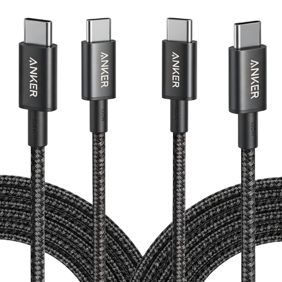 new nylon usb-c to usb-c 100w cable 10 ft 2-pack)