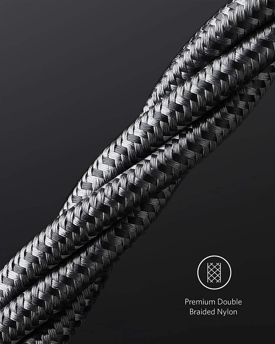 new nylon usb-c to usb-c 100w cable 10 ft 2-pack)