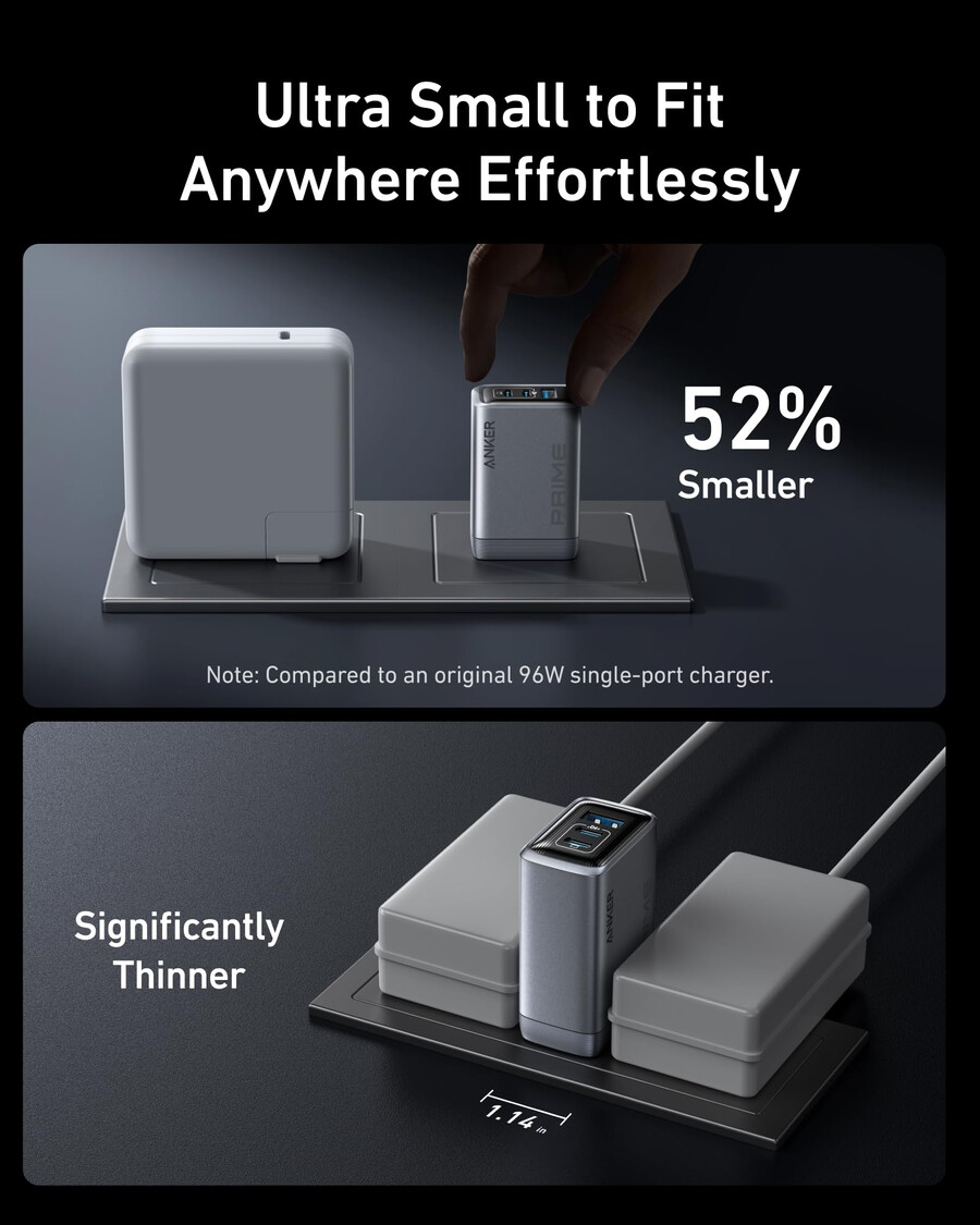 anker prime charger 100w 3 ports gan and anker usb-c to usb-c cable 3 ft 6 ft 240w upcycled-braided
