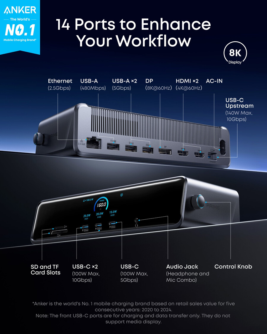 anker prime docking station dl7400 and usb-c to usb-c cable thunderbolt 4 compatible