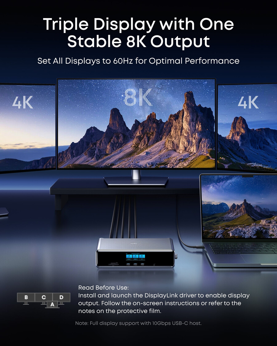 anker prime docking station 14-in-1 triple display displaylink with dl7400