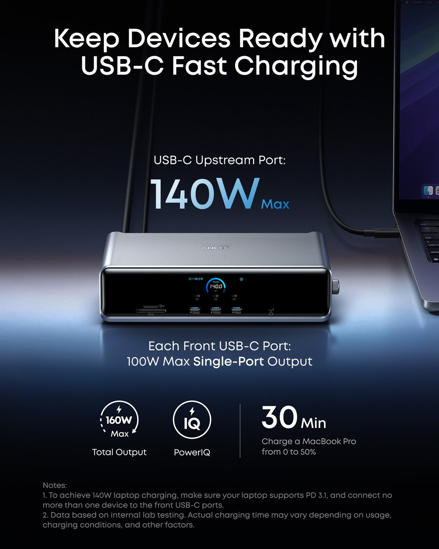anker prime docking station 14-in-1 triple display displaylink with dl7400