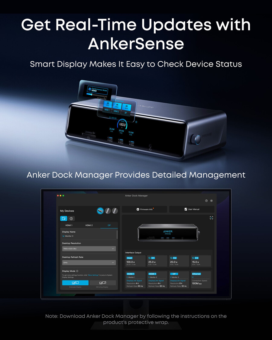anker prime docking station 14-in-1 triple display displaylink with dl7400
