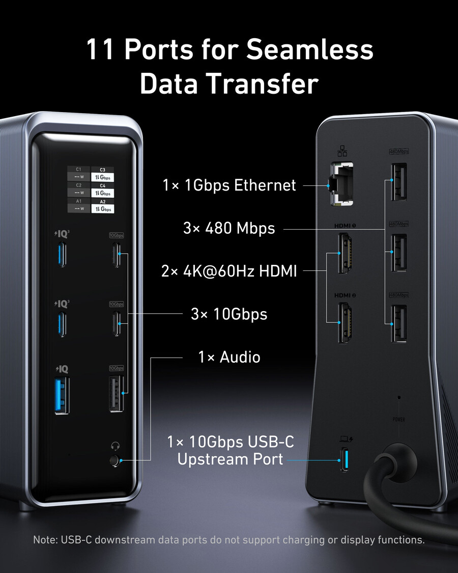 anker prime charging docking station 14-in-1 dual display 160w