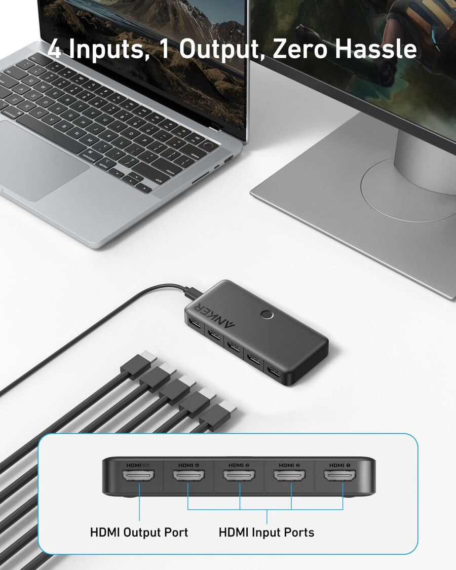 anker hdmi switch 4 in 1 out 4k hdmi