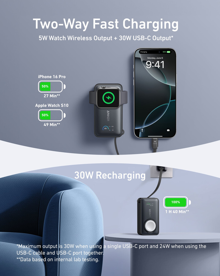anker maggo power bank 10k 35w for apple watch