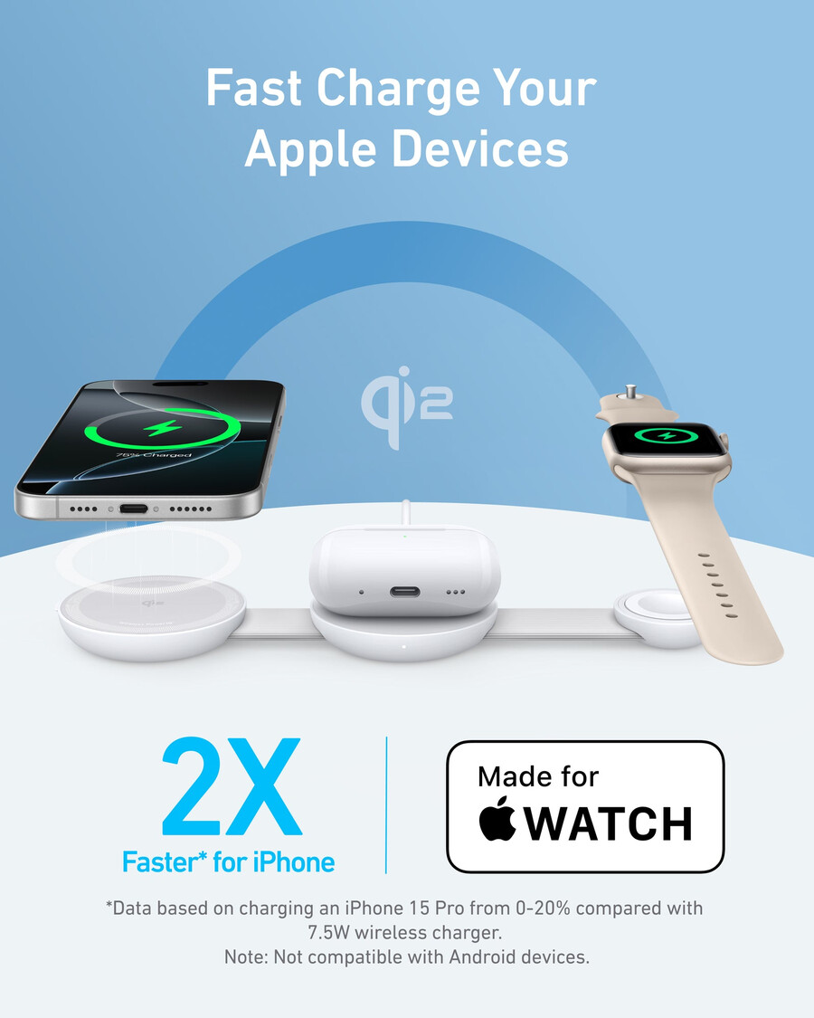anker maggo wireless charging station 3-in-1 foldable pad and anker nano travel adapter 5-in-1 20w 1-pack