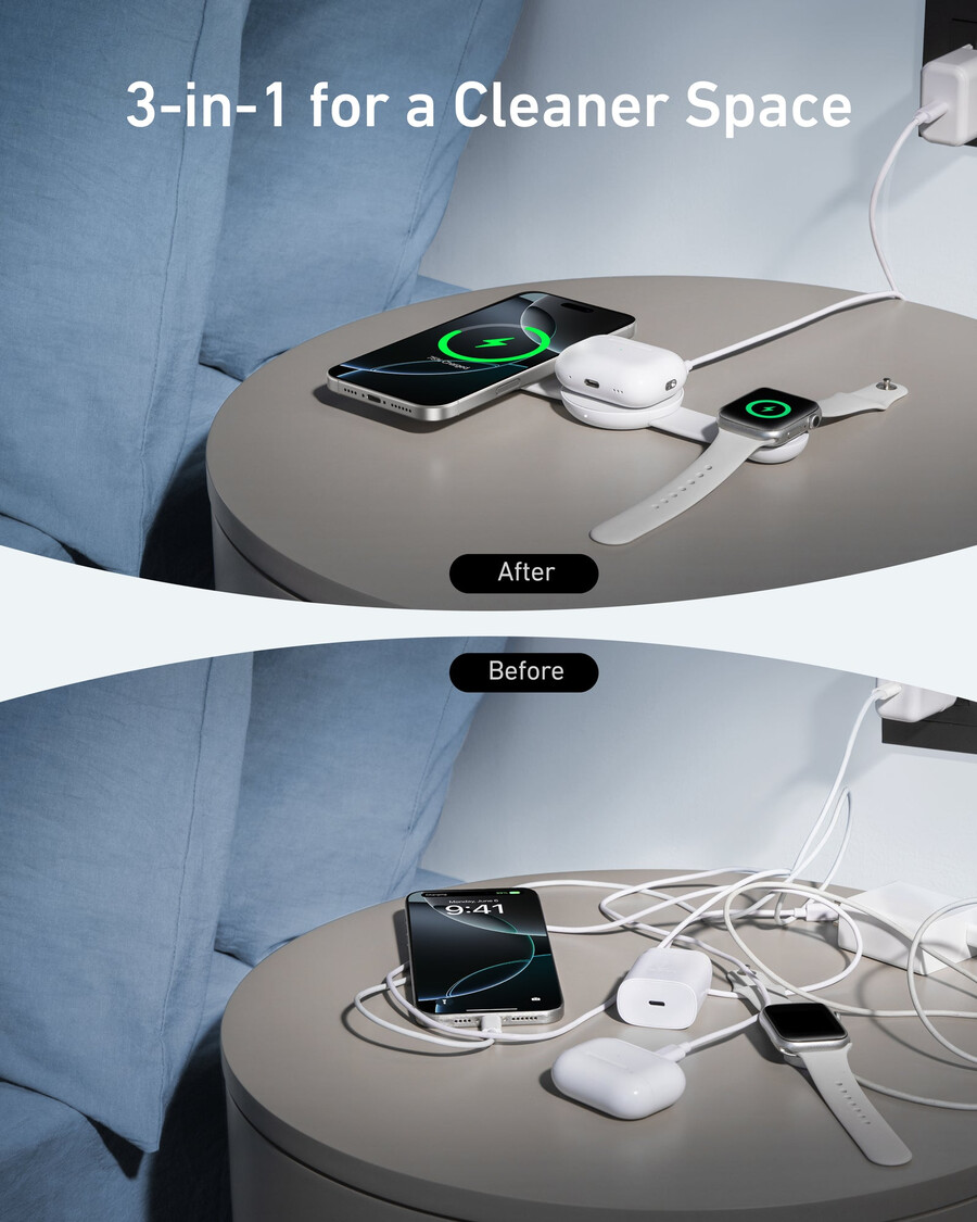 anker maggo wireless charging station 3-in-1 foldable pad and anker nano travel adapter 5-in-1 20w 1-pack
